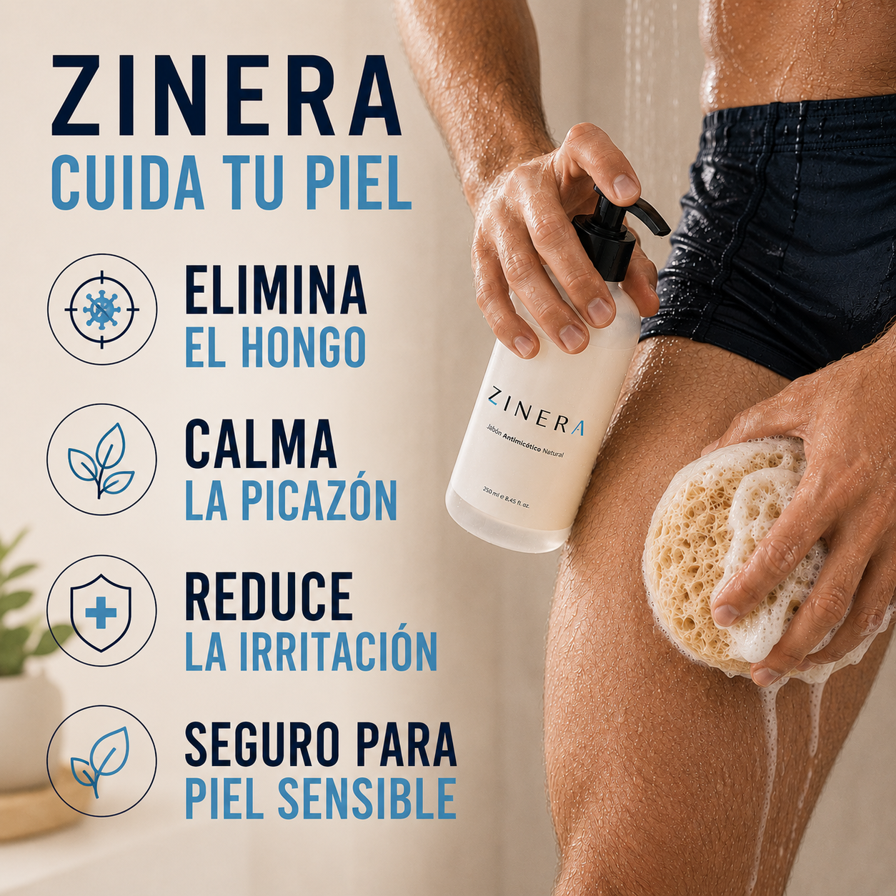 Jabón Zinera® — Antimicótico Natural para Tiña Inguinal